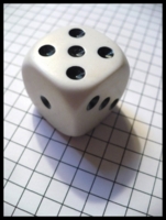 Dice : Dice - 6D - Large White Plastic Rounded Corners With Black Pips